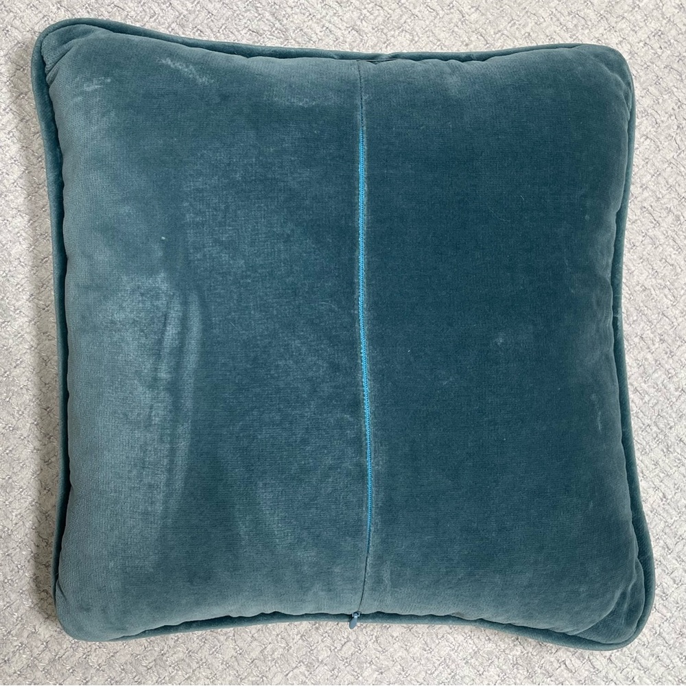Cottagecore Floral Birds Embroidered Velvet Pillow Decor Tapestry Cream Blue - Picture 2 of 8